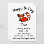 Happy B-day Red Panda Einladung (Vorne/Hinten)