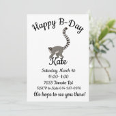 Happy-B Day Ring Taille Lemur Einladung (Stehend Vorderseite)