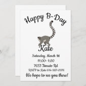 Happy-B Day Ring Taille Lemur Einladung (Vorne/Hinten)