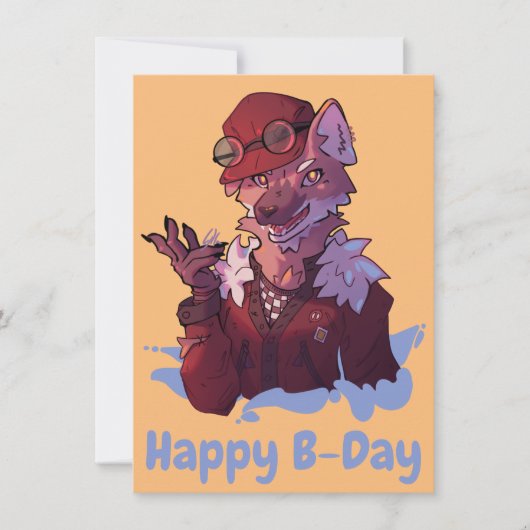 Happy B-Day wolf Feiertagskarte (Vorderseite)