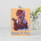 Happy B-Day wolf Feiertagskarte (Stehend Vorderseite)