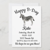 Happy B-day Zebra Einladung (Vorderseite)