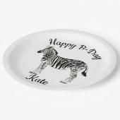 Happy B-day Zebra Pappteller (Schrägansicht)