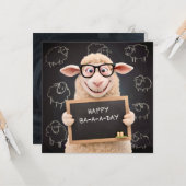 Happy Baaday Funny Sheep Flat Grußkarte Karte (Vorderseite/Rückseite Beispiel)