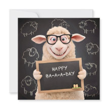 Happy Baaday Funny Sheep Flat Grußkarte
