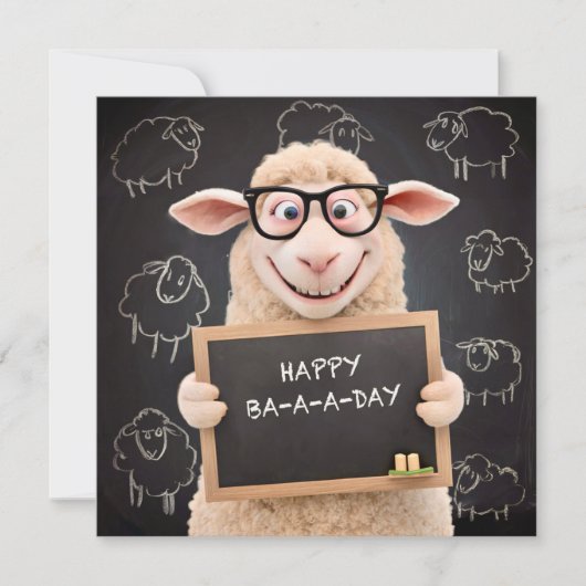 Happy Baaday Funny Sheep Flat Grußkarte Karte (Vorderseite)