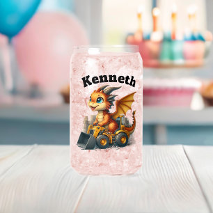 Happy Baby Dragon treibt einen Bagger Dosenglas