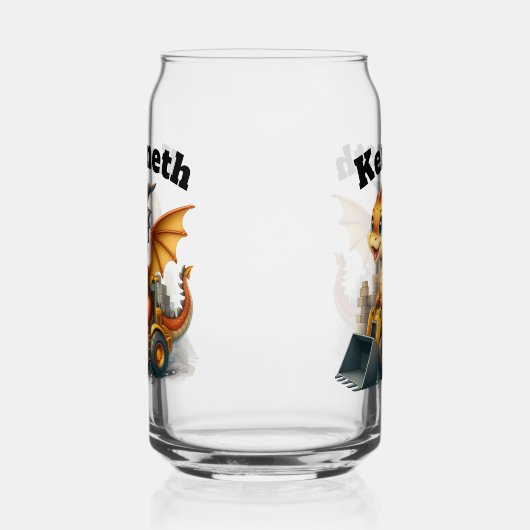 Happy Baby Dragon treibt einen Bagger Dosenglas (Links)