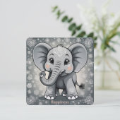 Happy Baby Elephant AI Fantasy Digital Art (Stehend Vorderseite)
