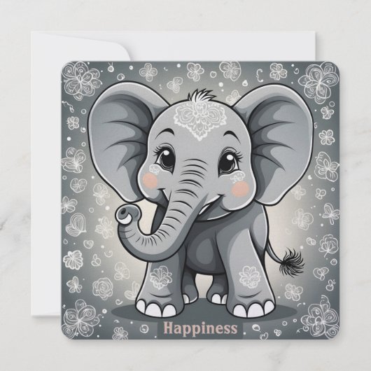 Happy Baby Elephant AI Fantasy Digital Art (Vorderseite)