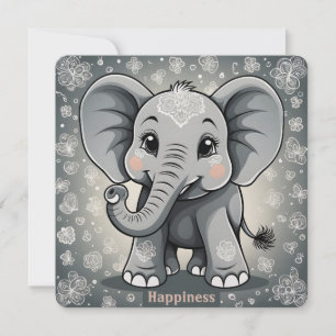 Happy Baby Elephant AI Fantasy Digital Art