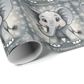 Happy Baby Elephant AI Fantasy Digital Art Geschenkpapier (Rolleneckpunkt)