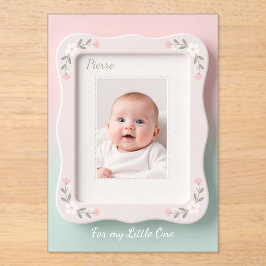 Happy Baby Floral Pink Green Frame Acryleinladungen