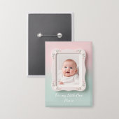 Happy Baby Floral Pink Green Frame Button (Vorderseite/Rückseite)