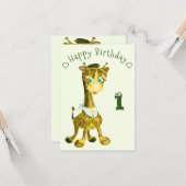 Happy Baby Giraffe Geburtskarte Karte (Vorderseite/Rückseite Beispiel)
