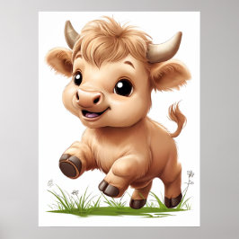 Happy Baby Highland Cow Kinderzimmer Art Poster