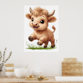 Happy Baby Highland Cow Kinderzimmer Art Poster (Küche)