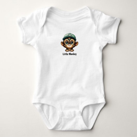 Happy Baby Monkey Green Hat Strampler (Vorderseite)