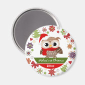 Happy Baby Owl 1. Weihnachtsmagnet Magnet (Vorderseite/Rückseite)