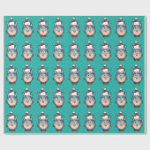 Happy Baby Owl mit Weihnachtshut Geschenkpapier (Flach)