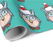 Happy Baby Owl mit Weihnachtshut Geschenkpapier (Rolleneckpunkt)