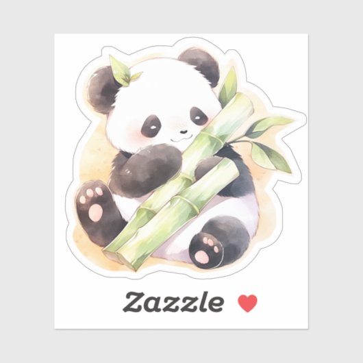 Happy Baby Panda mit Bamboo Aufkleber (Blatt)