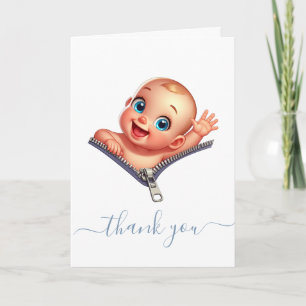Happy Baby Peeking out Baby Dusche Vielen Dank Karte