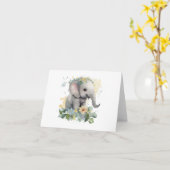 Happy Baby Watercolor Elefant mit Blume BLANK Karte (Gelbe Blume)