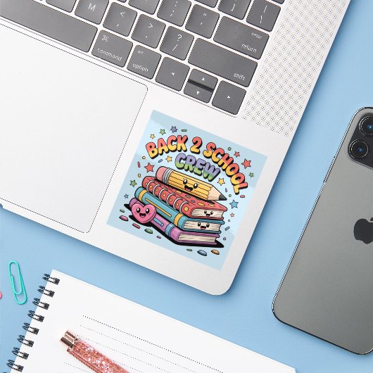 Happy Back 2 School Crew Aufkleber (Laptop mit iPhone)