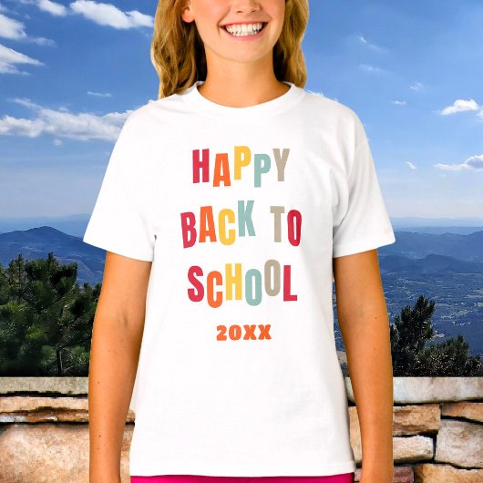 Happy Back to School Custom Text farbig T-Shirt