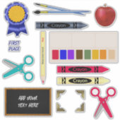 Happy Back to School Days Crayons Paint Aufkleber (Vorderseite)