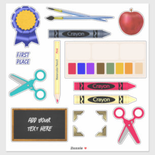 Happy Back to School Days Crayons Paint Aufkleber