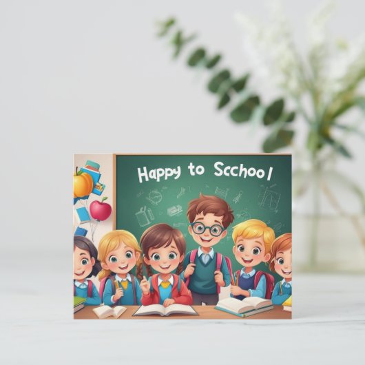 Happy back to school postkarte (Stehend Vorderseite)