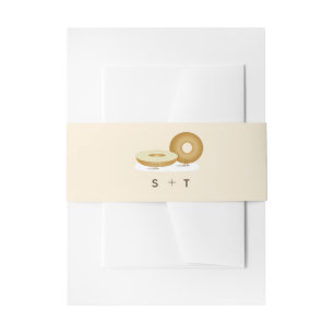 Happy Bagel Illustration Wedding White Brown Cream Einladungsbanderole