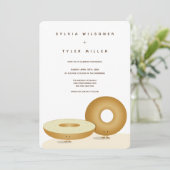 Happy Bagel Wedding White Brown Cream Vertikal Einladung (Stehend Vorderseite)