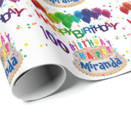Happy Balloons jeden Geburtstag mit einem Namen ve Geschenkpapier