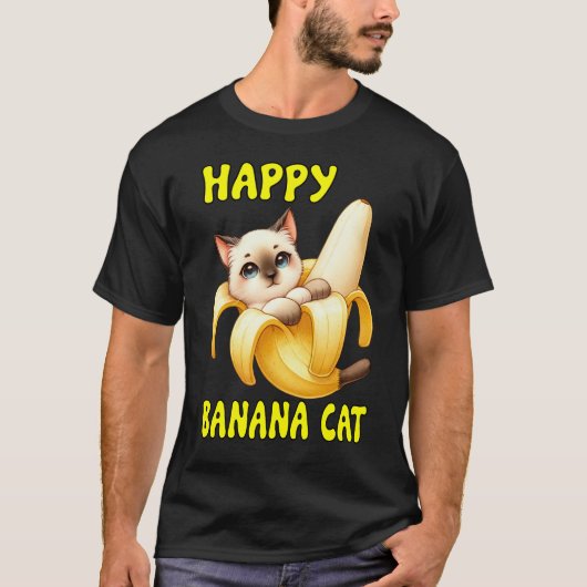 Happy Banana Cat: Schälen Sie das Glück T-Shirt (Vorderseite)