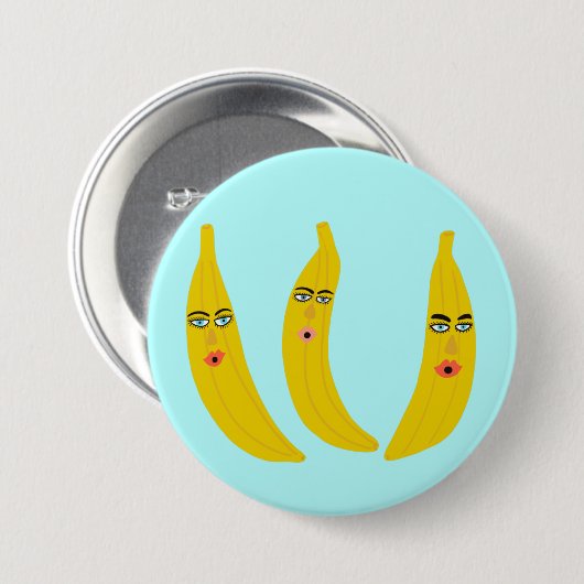 Happy Banana Trio Whimsical Button (Vorne & Hinten)