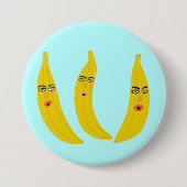 Happy Banana Trio Whimsical Button (Vorderseite)