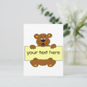 Happy Bär mit anpassbaren Banner Cartoon Kinder Postkarte (Stehend Vorderseite)