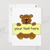 Happy Bär mit anpassbaren Banner Cartoon Kinder Postkarte (Vorne/Hinten)