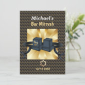 Happy Bar Mitzvah 20XX Gold Decorative Einladung (Stehend Vorderseite)