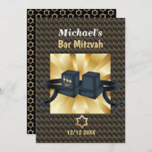 Happy Bar Mitzvah 20XX Gold Decorative Einladung (Vorne/Hinten)