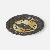 Happy Bar Mitzvah 20XX Gold Decorative Pappteller (Schrägansicht)