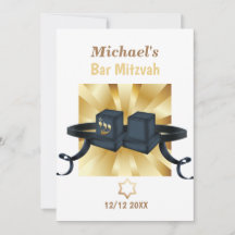 Happy Bar Mitzvah 20XX Gold Dekorative Einladung