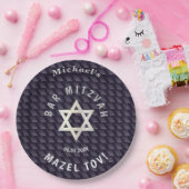 Happy Bar Mitzvah 20XX navy blaue Stilmuster Pappteller (Party)