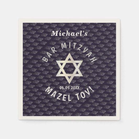 Happy Bar Mitzvah 20XX navy blaue Stilmuster Serviette (Vorderseite)