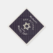 Happy Bar Mitzvah 20XX navy blaue Stilmuster Serviette (Ecke)