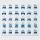 Happy Bar Mitzvah 20XX Tefillin Blue Star Geschenkpapier (Flach)