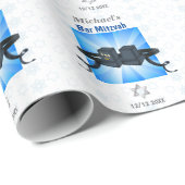 Happy Bar Mitzvah 20XX Tefillin Blue Star Geschenkpapier (Rolleneckpunkt)